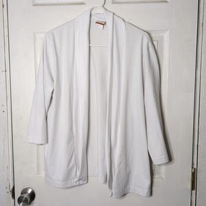 Tudor Court Open Front White Cardigan Sweater Women's Size Medium
